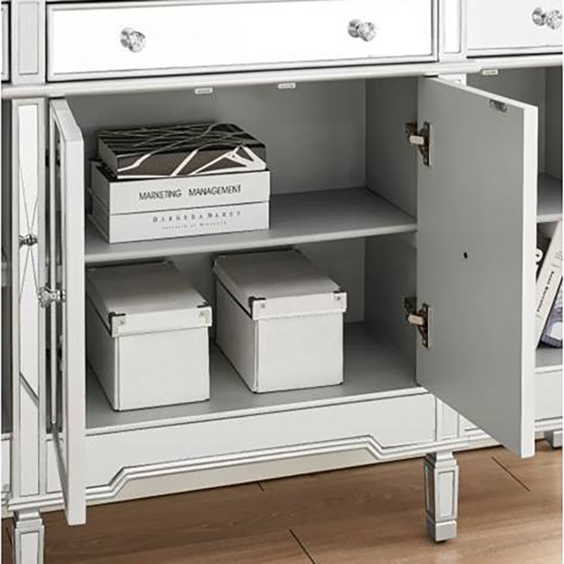 Mirrored Accent Cabinet MDF With 3 Drawers For Living Room